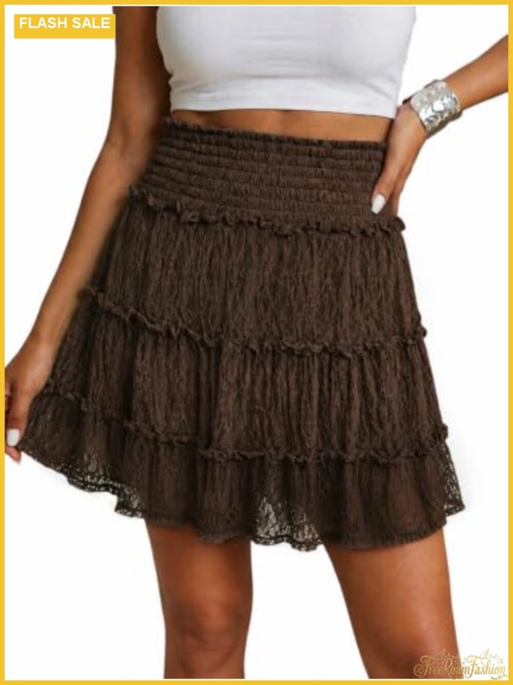 Womens Lace Mini Skort High Waisted Flowy Skirts with Shorts